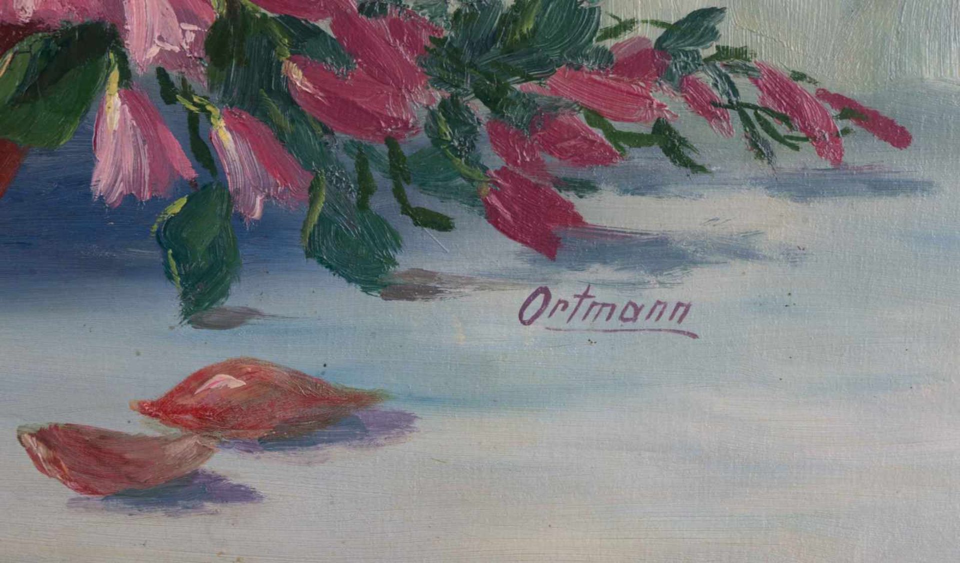 Ortmann 20. Jhd. "Blumenstillleben" Gemälde Öl/Leinwand, 60 cm x 80 cm, rechts unten signiert - Image 4 of 5