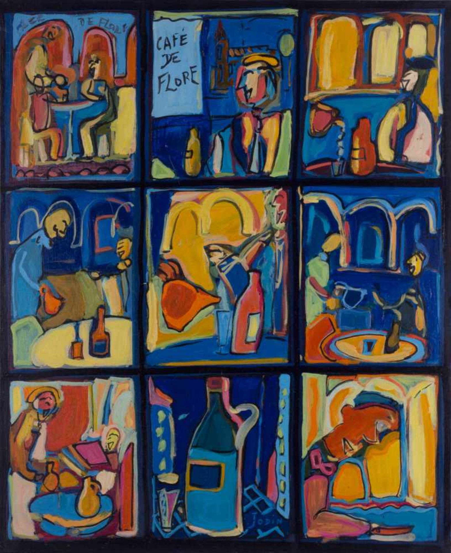 Christian JODIN (1968) "Le Cafe de Flore, Paris" Gemälde Öl/Leinwand, 73 cm x 60 cm, mittig unten