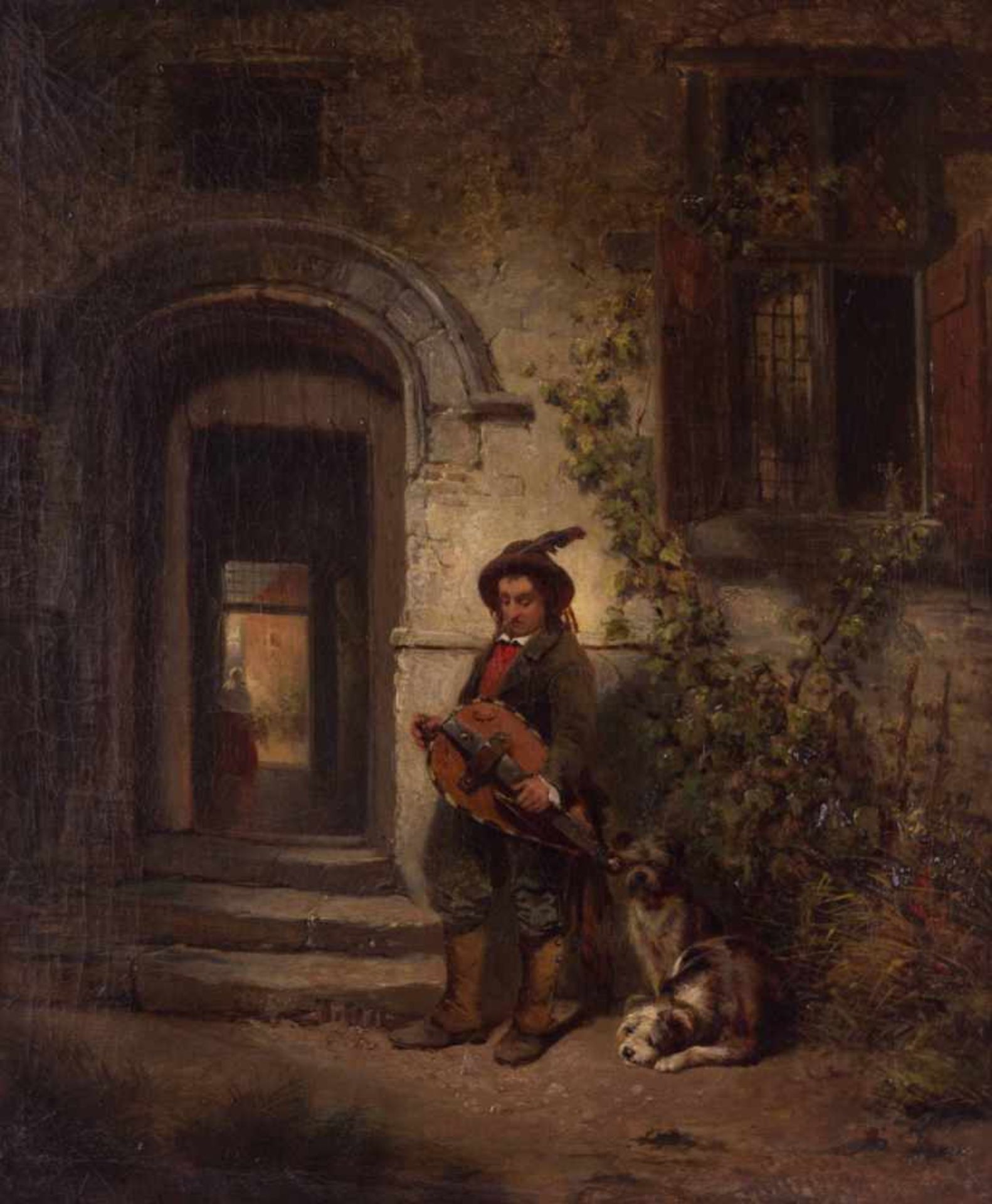 Charles Meer WEBB (1830-1895) "Der Musikant" Gemälde Ökl/Leinwand, 48,3 cm x 40,6 cm links unten