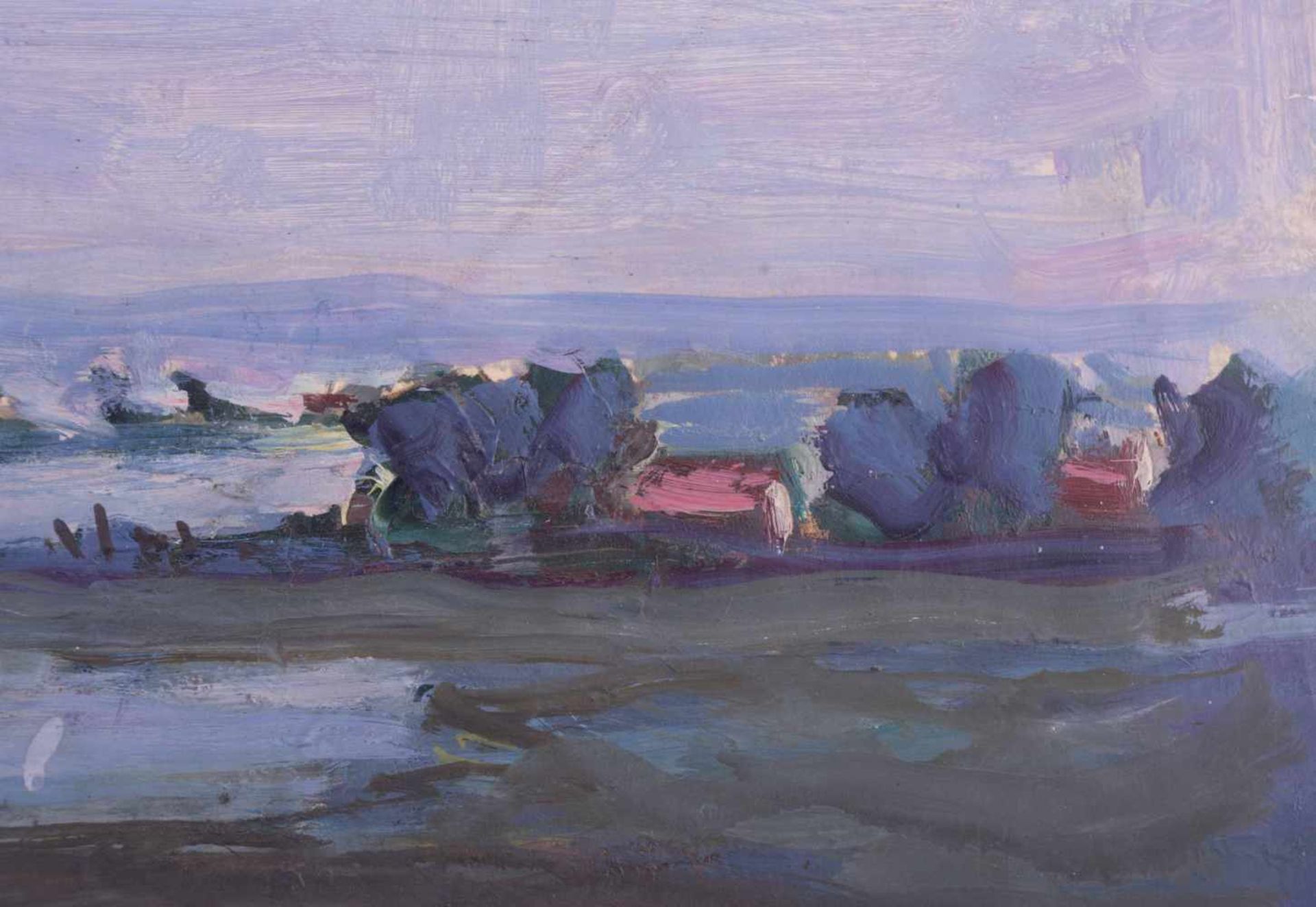 Carl HINRICHS (1903-1990) "Poeler Landschaft" Gemälde Öl/Papier, 44,7 cm x 66 cm, rechts unten - Bild 2 aus 3