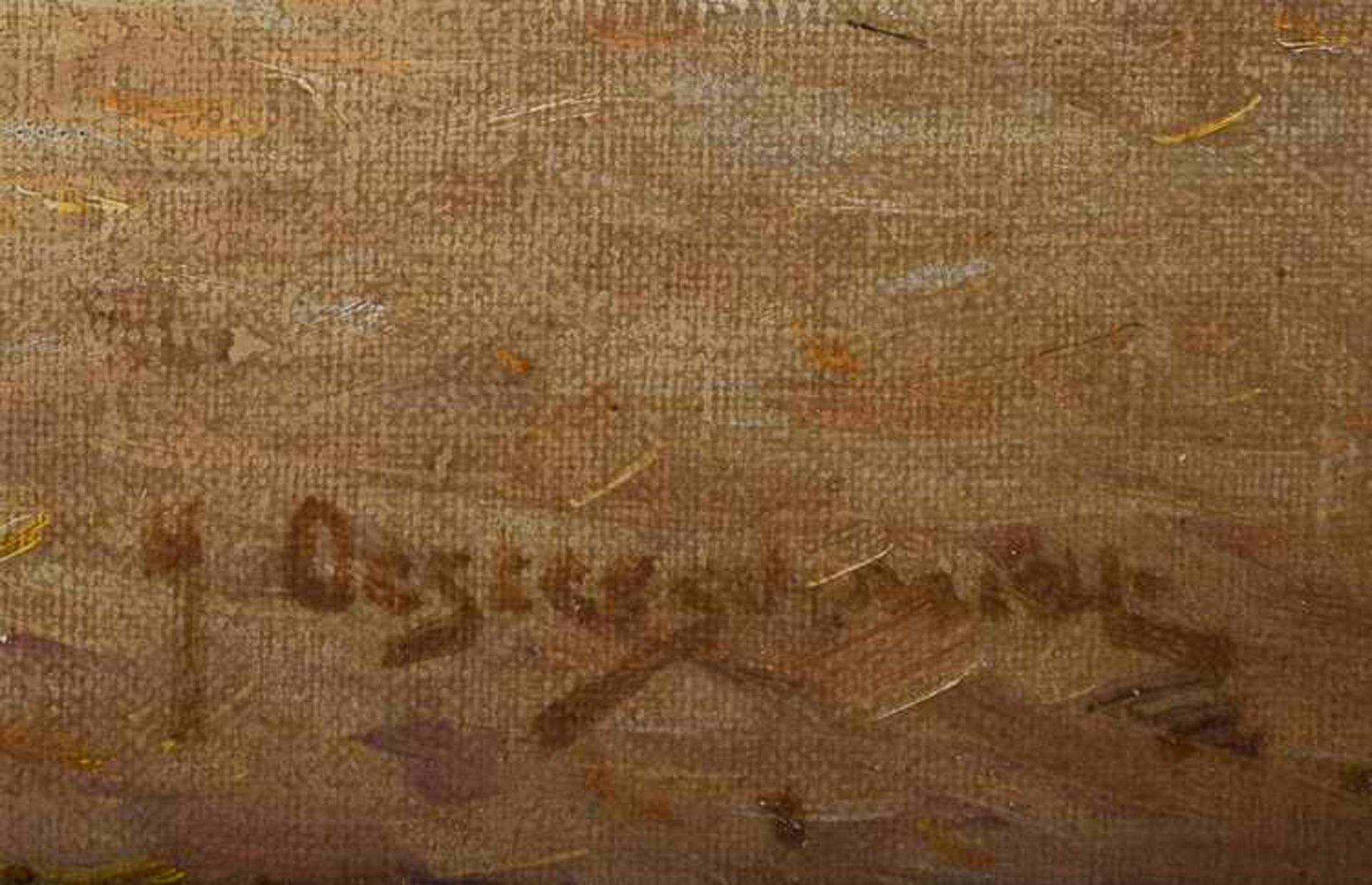 Heinrich OESTERSCHMIDT (XIX-XX) "Bauernkate unter Bäumen mit Hühnern" Gemälde Öl/Leinwand, 40,5 cm x - Image 6 of 7