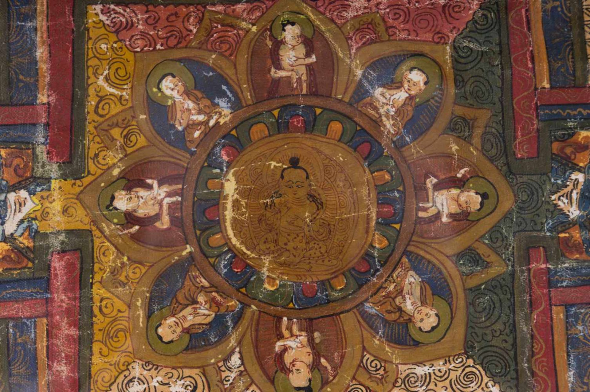 Thangka Mandala Tibet 18./19. Jhd. fein bemalt, 75 cm x 53,5 cm Thangka Mandala, Tibet 18th/19th - Bild 4 aus 4