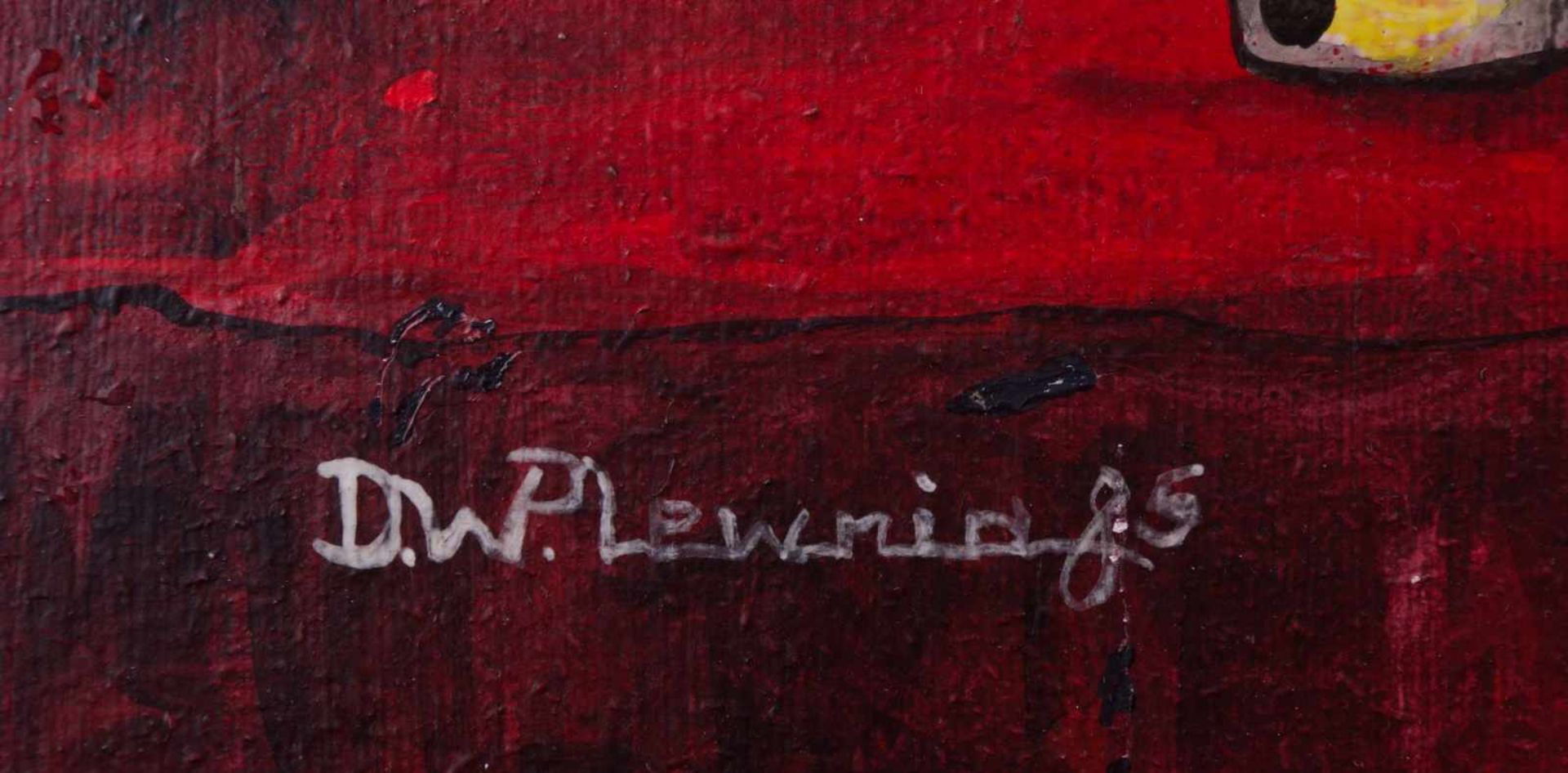 Berliner Künstler "beim würfeln in der Hölle" Gemälde Öl/Spanplatte, 60 cm x 71,5 cm, links unten - Image 3 of 4