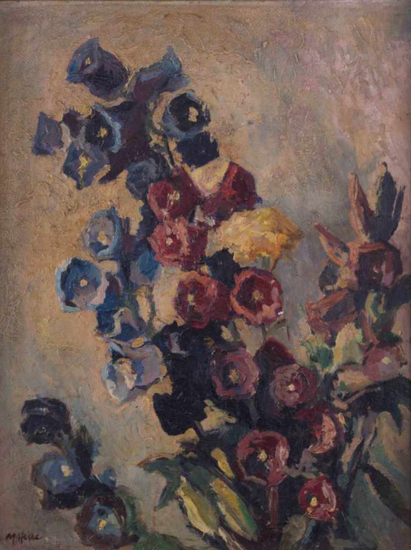 Marie HESSE (1844-1911) "Glockenblumen" Gemälde Öl/Hartfaserplatte, 58,5 cm x 45 cm, mit Rahmen,