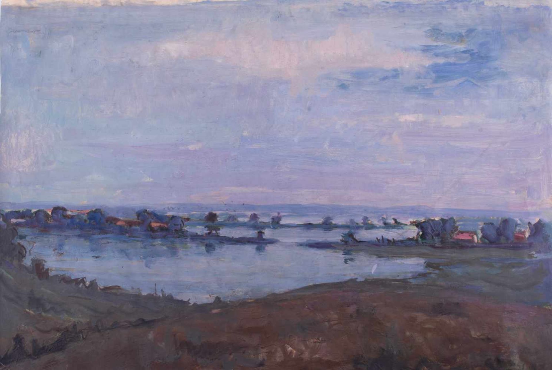 Carl HINRICHS (1903-1990) "Poeler Landschaft" Gemälde Öl/Papier, 44,7 cm x 66 cm, rechts unten