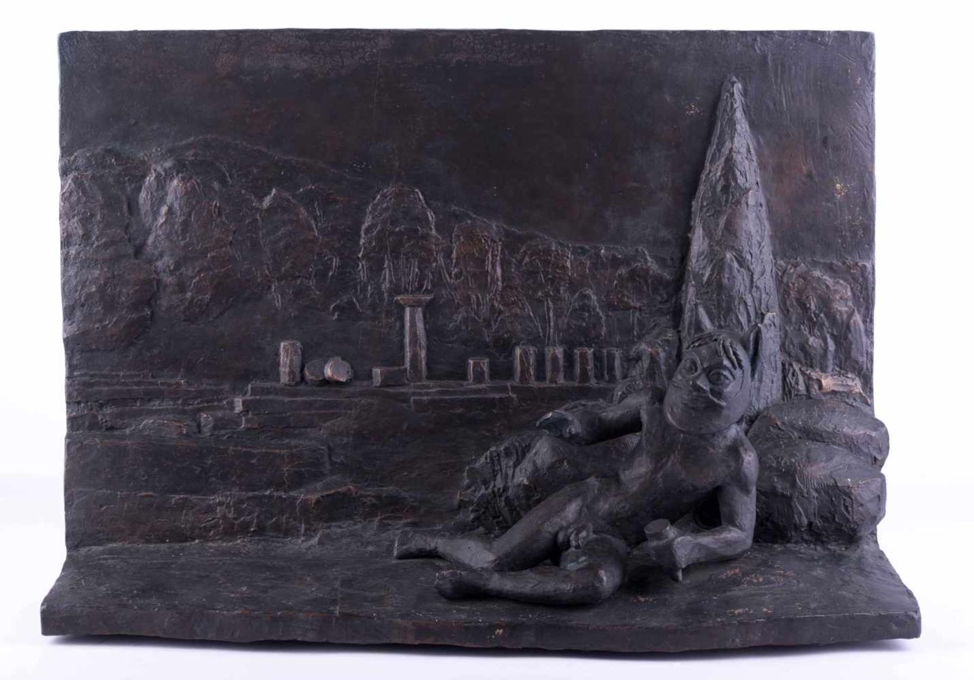 Christa SAMMLER (1932) "Das Antike Olympia mit Faun" Skulptur-Volumen, Bronze, 61cm x 42 cm x 22 cm, - Image 2 of 5