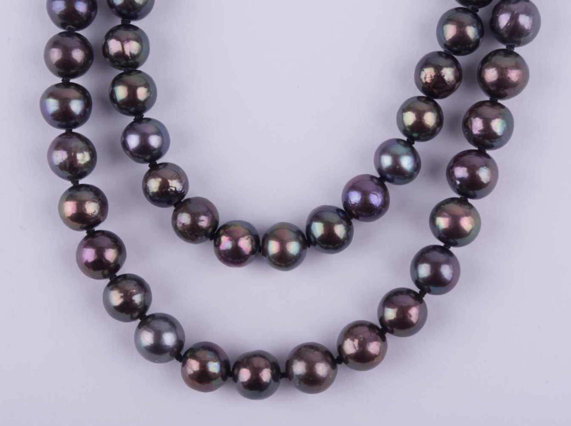 Tahitizuchtperlen- Collier mit gemologischem Gutachten, siehe Fotos Tahiti cultured pearl necklace - Image 2 of 3