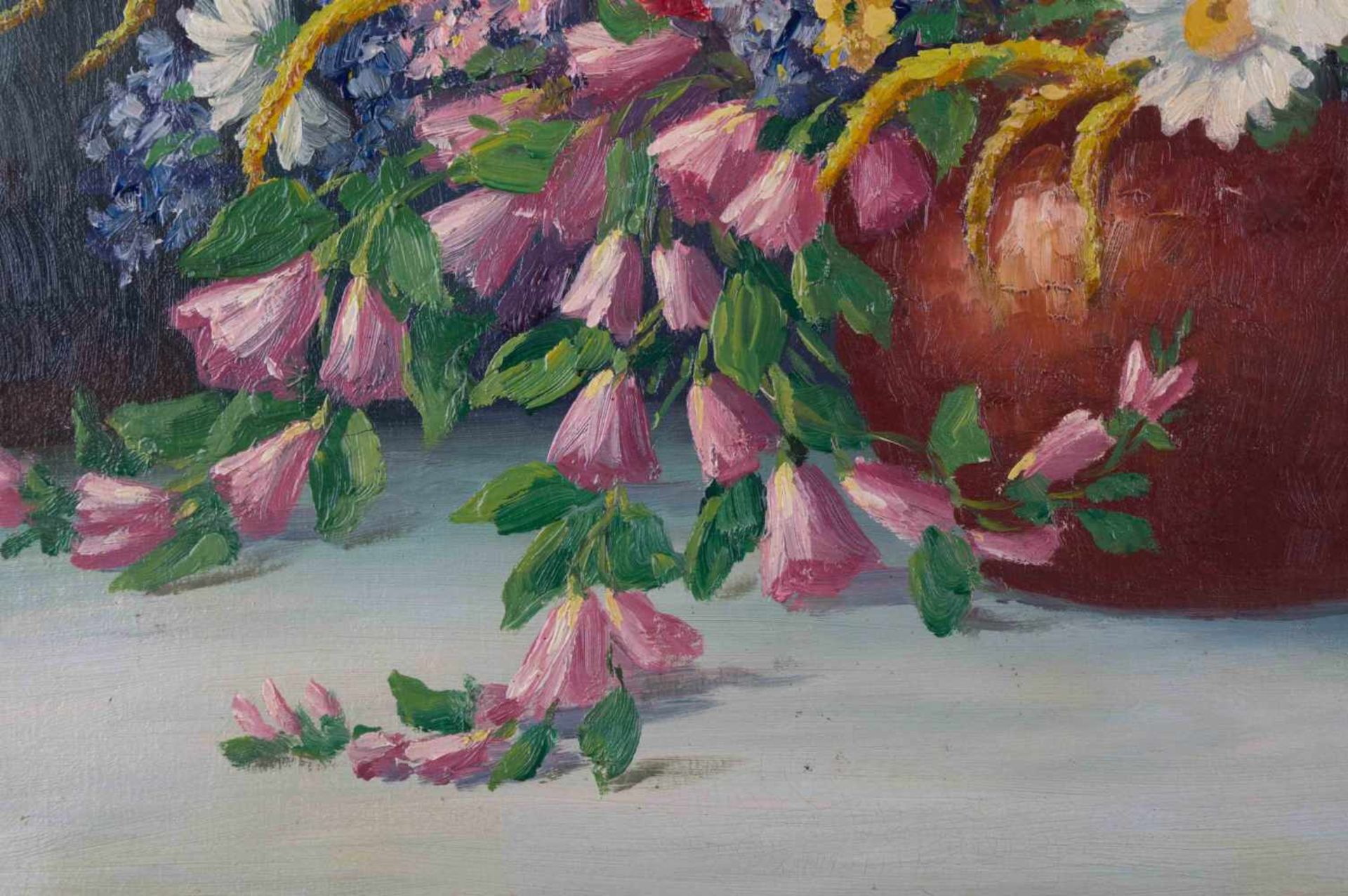 Ortmann 20. Jhd. "Blumenstillleben" Gemälde Öl/Leinwand, 60 cm x 80 cm, rechts unten signiert - Image 2 of 5