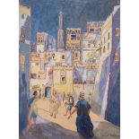 Ernst WÖHLK (1894-1977) " Sanaa in Jemen" Zeichnung-Aquarell, 67,5 cm x 49,5 cm, rechts unten