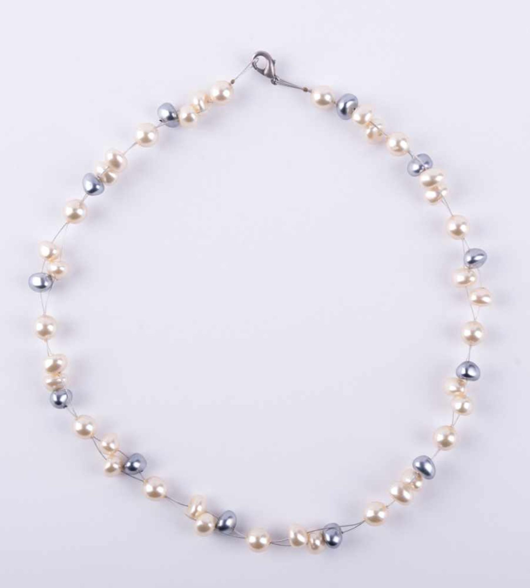 Designer-Perlenkette Flussperlen, L: 44 cm, Designer pearl necklace River paerls, lenght: 44 cm,