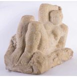 Marguerite Blume-Cárdenas (1942) "Liegende" (reclining figure) Skulptur- Sandstein, 31 cm x 39 cm