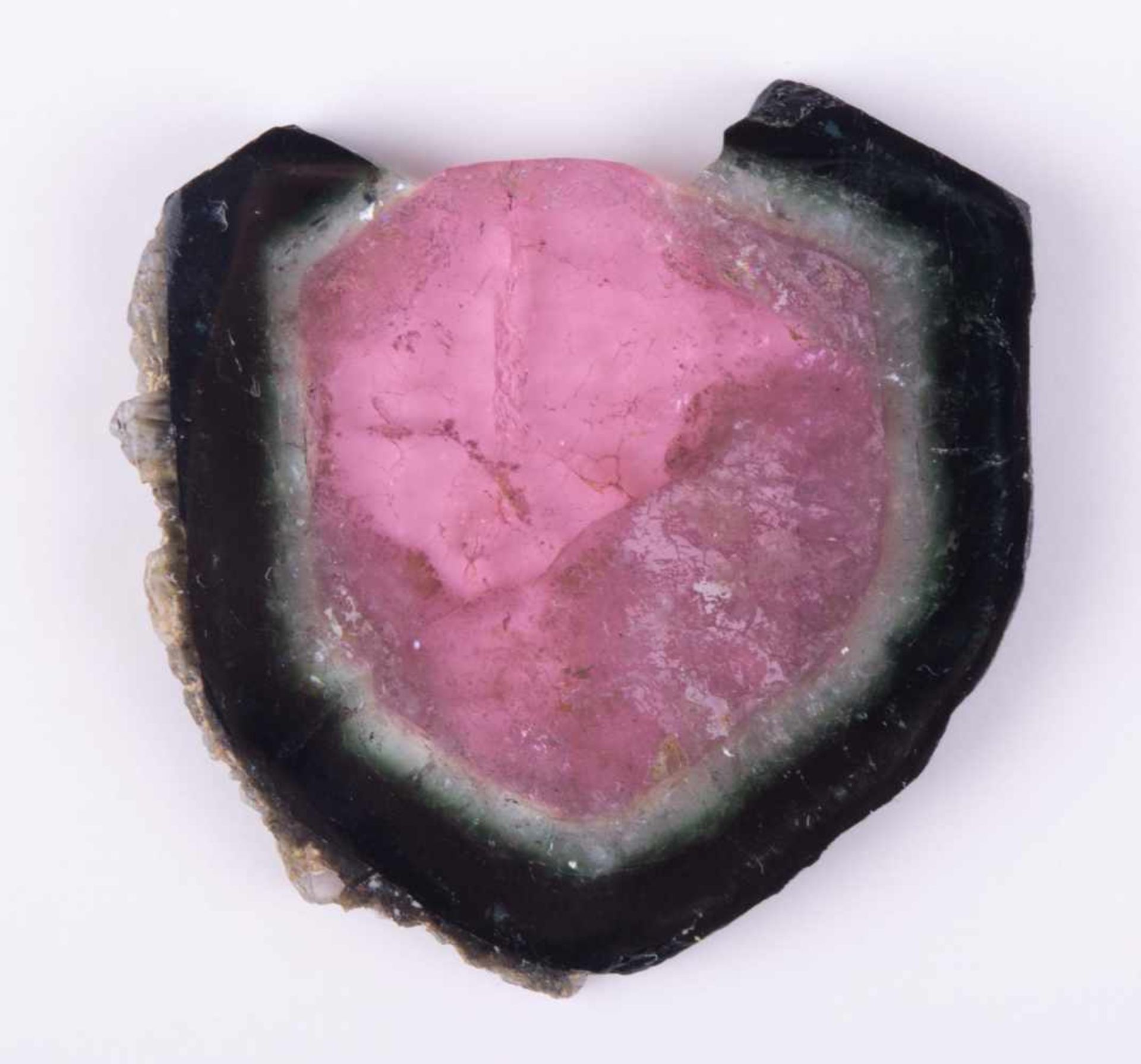 Wassermelone Turmalinscheibe 30 mm x 32 mm x 3 mm, Watermelon tourmaline slice dimensions: 30 mm x - Bild 2 aus 3