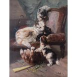 Jules LE ROY (1833-1865) "Katzen beim spielen" Gemälde Öl/Leinwand, 60 cm x 45,5 cm, rechts unten