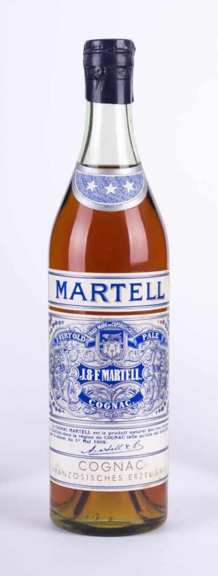 Martell Cognac Frankreich um 1950 Füllstand normal, Etikett guter Zustand, 0,72 l Martell Cognac