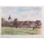 Franz Georg EHMKE (* 8. Februar 1928 in Berlin) "Alt-Landsberg" Zeichnung-Pastell, Sichtmaß 18 cm