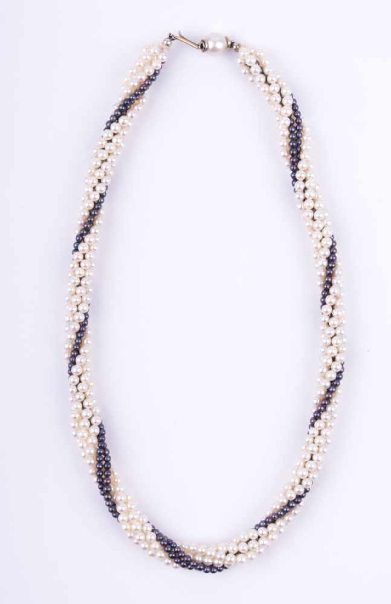 Perlencollier 6 Ketten als Cordel zusammen gedreht, Ø Perlen ca. 3 mm, L: ca. 44 cm,