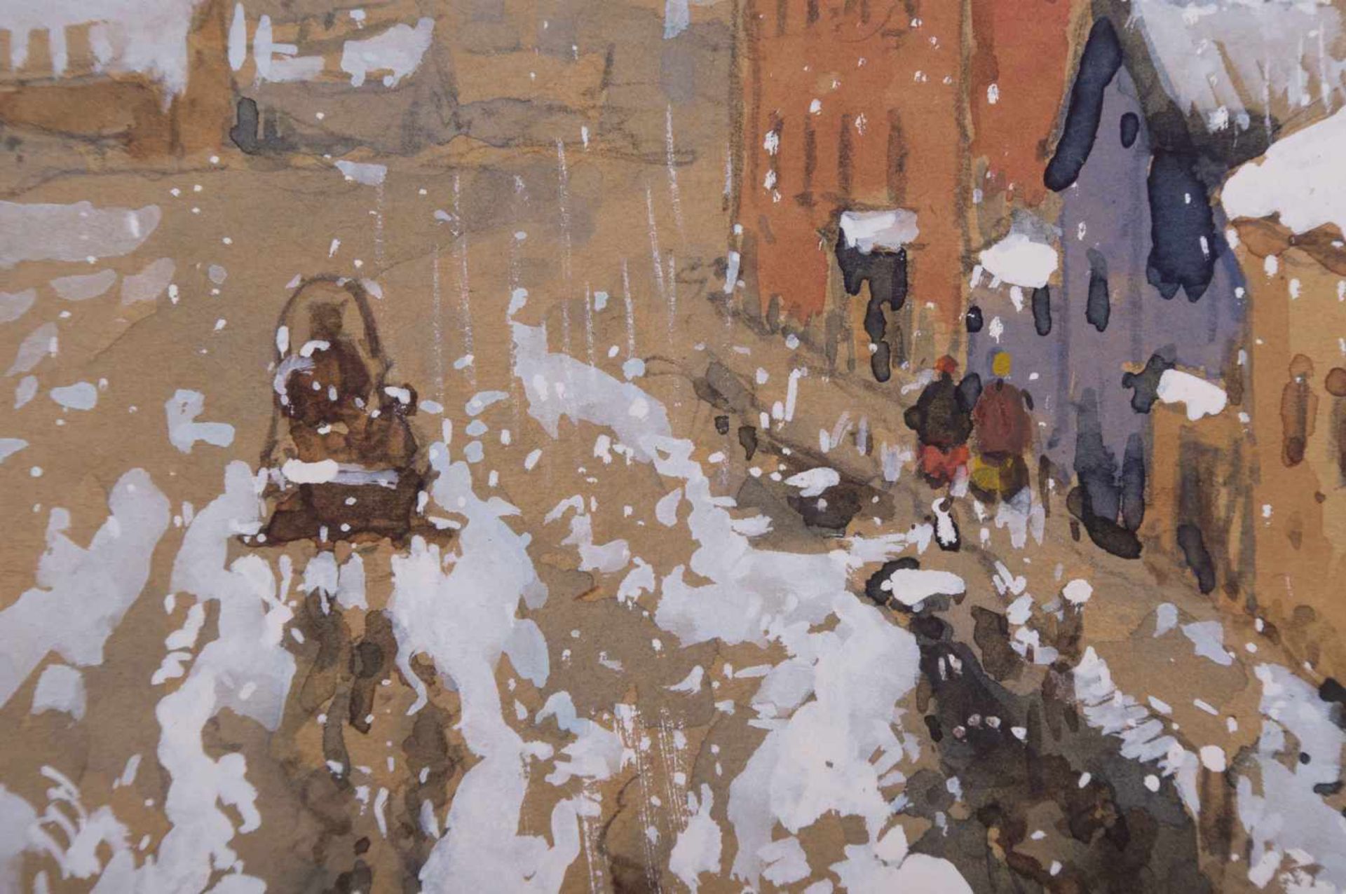 Konstantin Ivanovich GORBATOV (1876-1945) "Pskow im Winter" Zeichnung-Gouache auf dünnem Karton, - Image 2 of 4