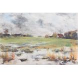 Franz Georg EHMKE (* 8. Februar 1928 in Berlin) "Wustrow bei Neuruppin" Zeichnung-Pastell,