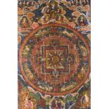 Thangka Mandala Tibet 18./19. Jhd. fein bemalt, 75 cm x 53,5 cm Thangka Mandala, Tibet 18th/19th