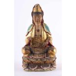 Guanyin China um 1900 Holz, farbig und goldstaffiert, H: 27 cm, guanyin China about 1900 wood,