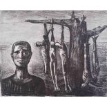 René GRAETZ (1908-1974) "Zu Buchenwald" Grafik-Multiple, Lithografie zweifarbig, 48,5 cm x 62,5 cm