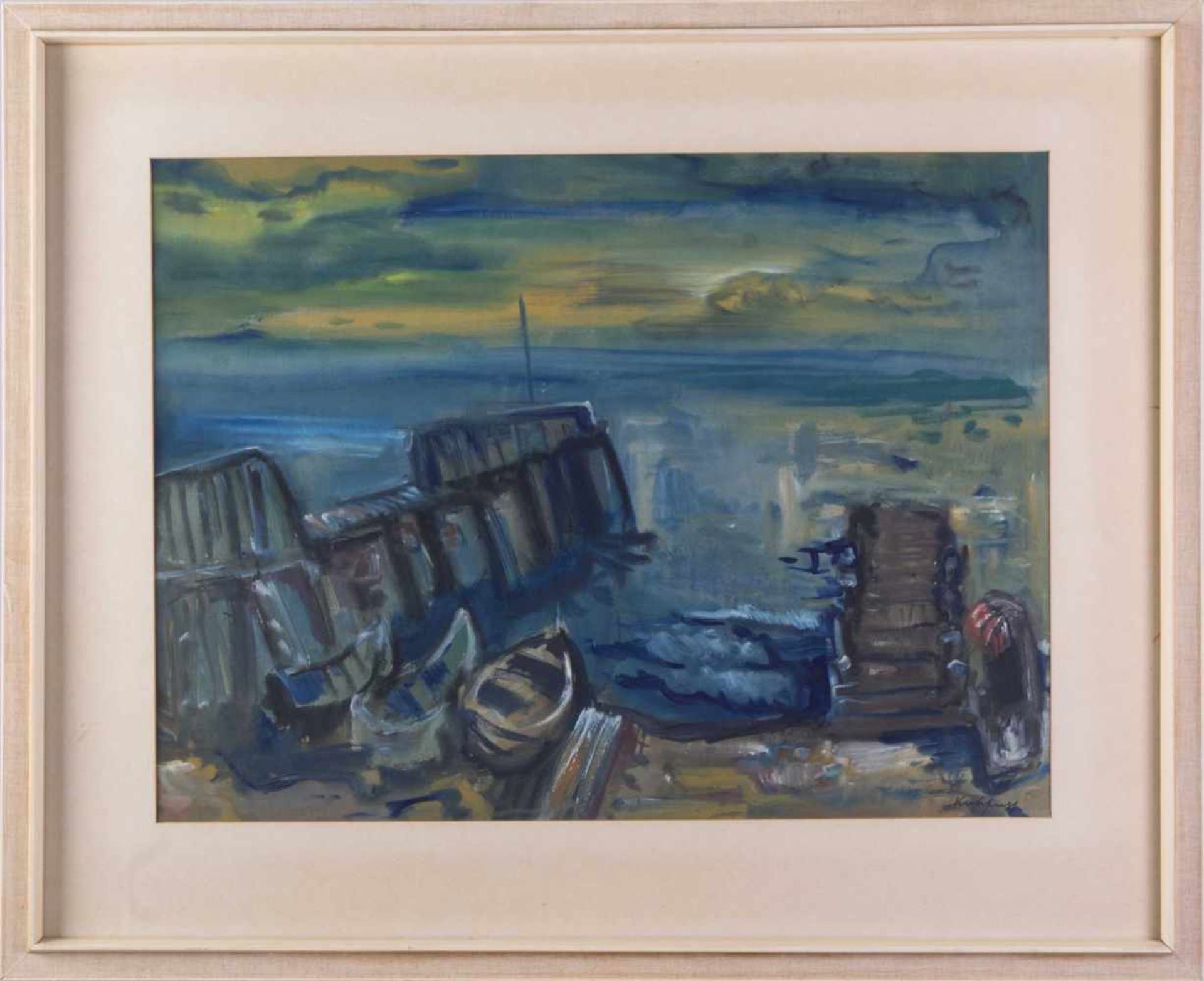 Paul KUHFUSS (1883-1960) "Abends am Bootssteg am Jamunder See in Laatze-Ostsee, Kreis Küstin" - Image 2 of 6