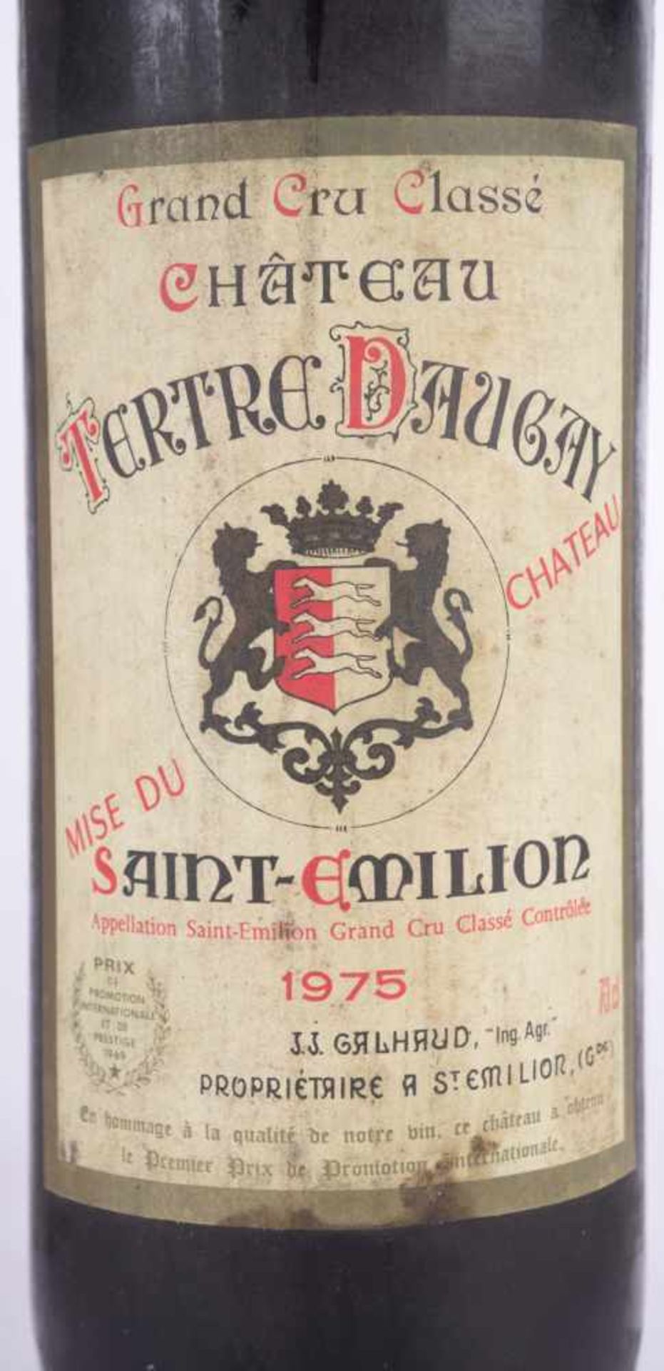 Tertre Daugay Saint Emilion 1975 Füllstand normal, Etikett fleckig, 0,73 l Tertre Daugay Saint - Image 2 of 4