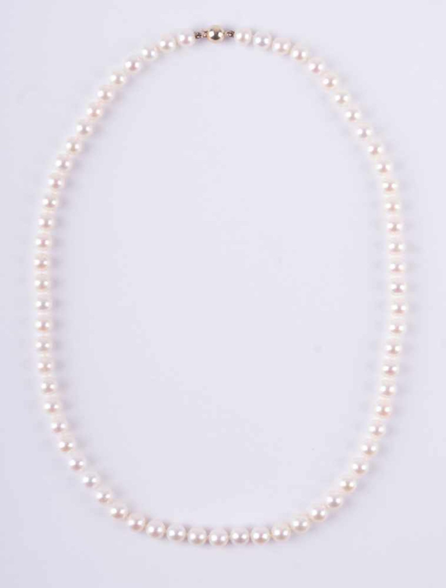 Perlenkette Verschluss GG 585/000, L: 42 cm, Pearl necklace clasp yellow gold 14 kt, lenght: 42 cm