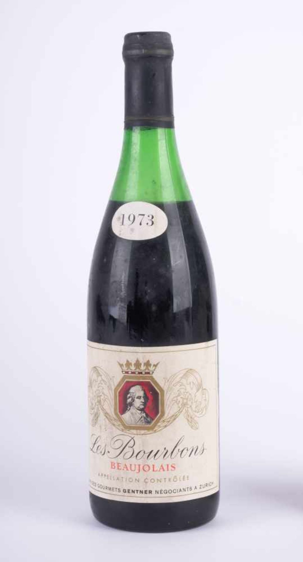 Les Bourbons Beaujolais 1973 Füllstand etwas weniger, Etikett guter Zustand, 0,7 l Les Bourbons