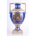 Empire-Vase KPM Berlin um 1800 farbig und reich goldstaffiert, schauseitig mit sehr feiner