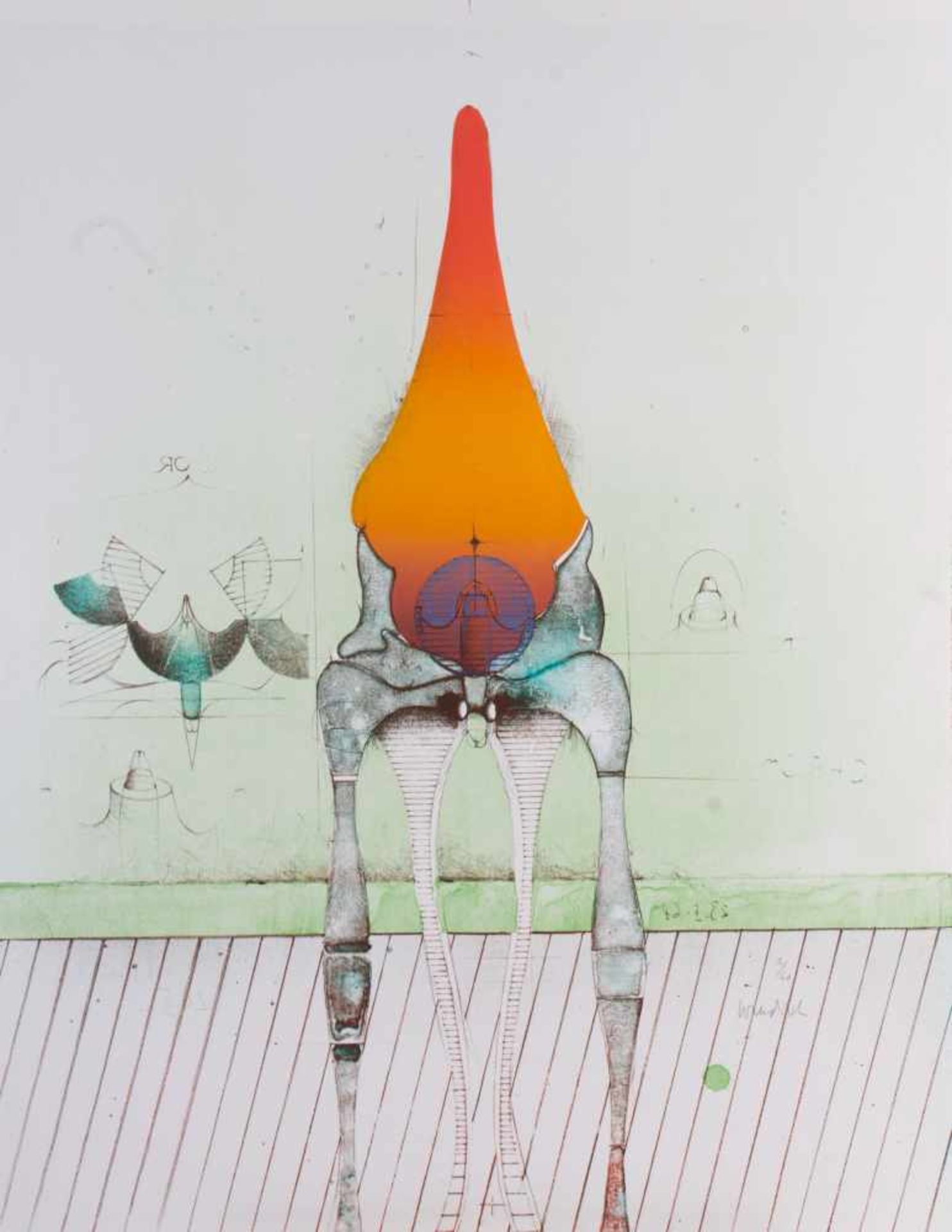 Paul WUNDERLICH (1927-2010) "ohne Titel" Grafik-Farblithografie, 65 cm x 49,8 cm, rechts