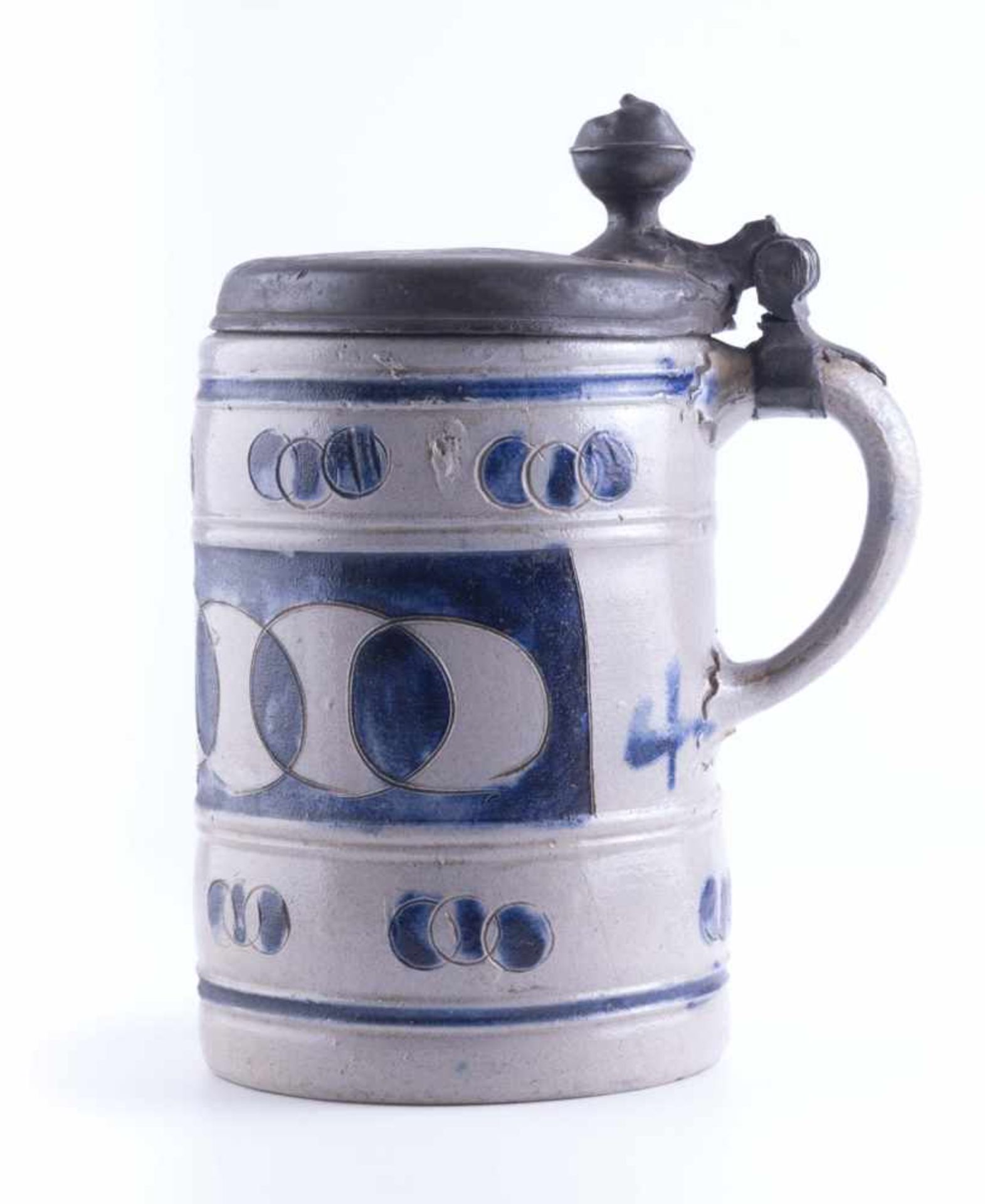 Westerwelder Krug um 1800mit Zinndeckel, H: 19 cmWesterwelder jug ??around 1800with pewter lid,