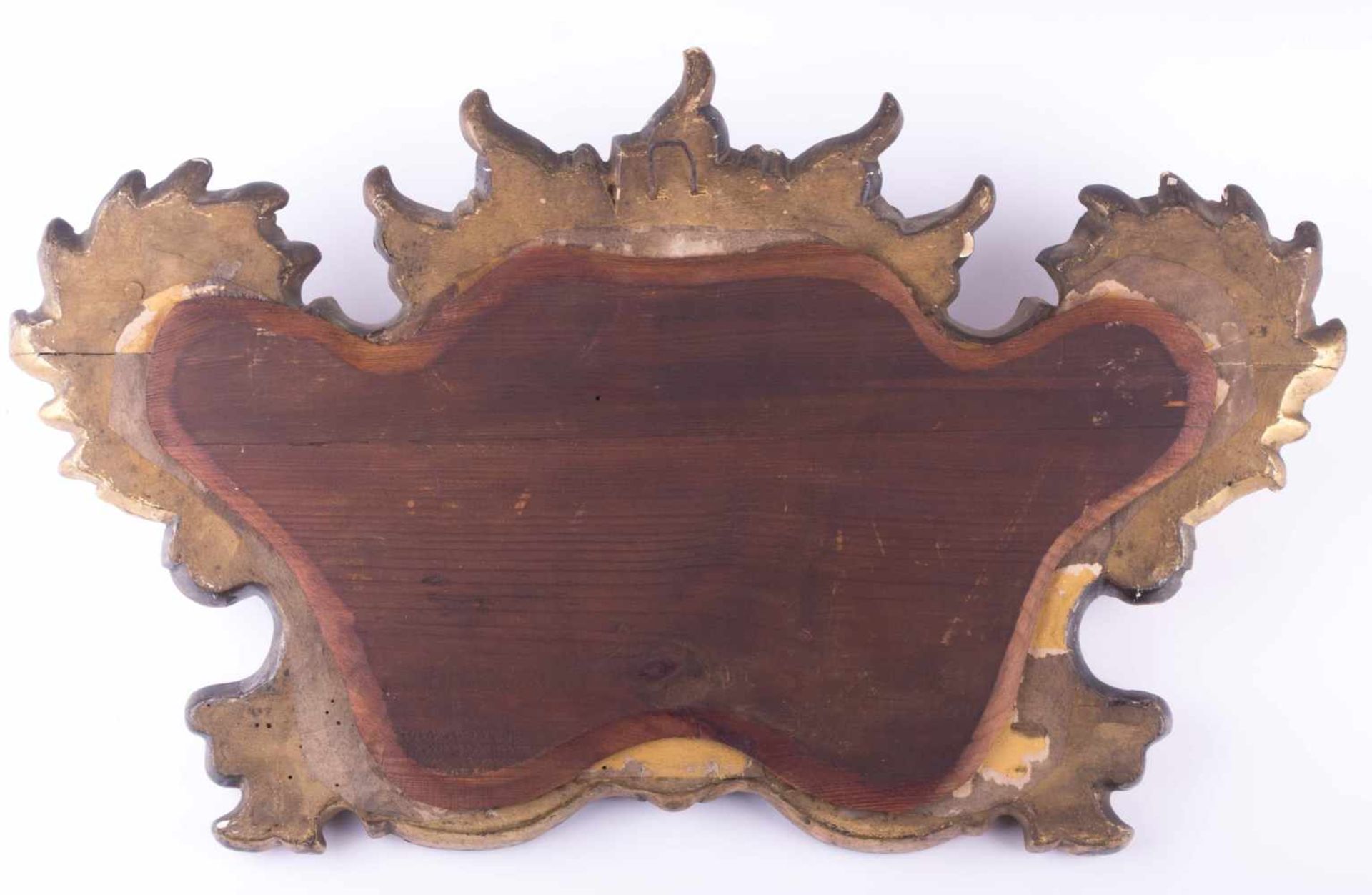 Rokoko Spiegel um 1750Lindenholz geschnitzt, Spiegelglas erneuert, 31 cm x 49,5 cm,Rococo mirror - Image 3 of 3