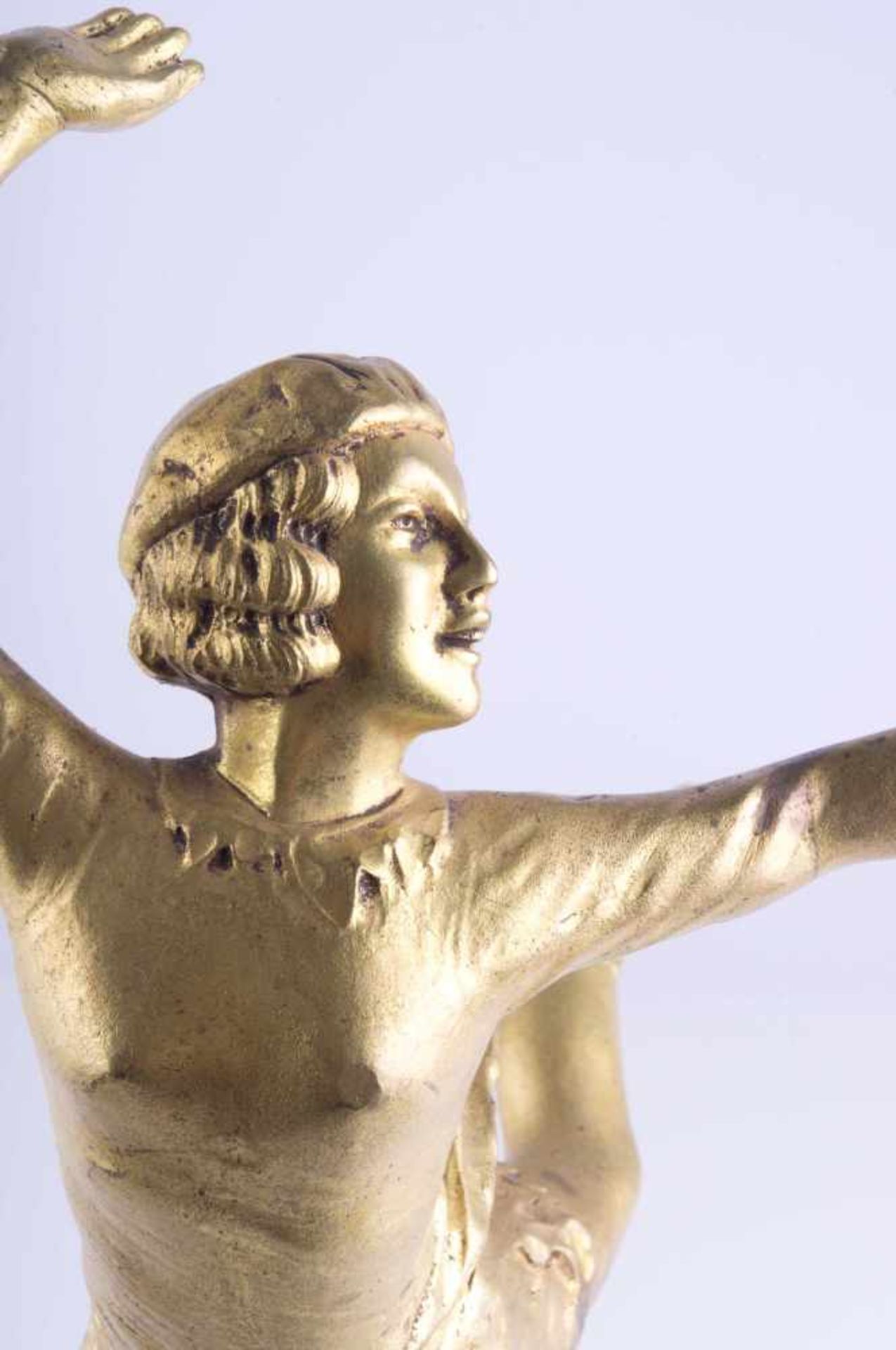 Jean BOREUX (1913-?)" Eiskunstläuferin Sonja Henie"Sklulptur-Volumen, Bronze vergoldet, H: mit - Bild 4 aus 5