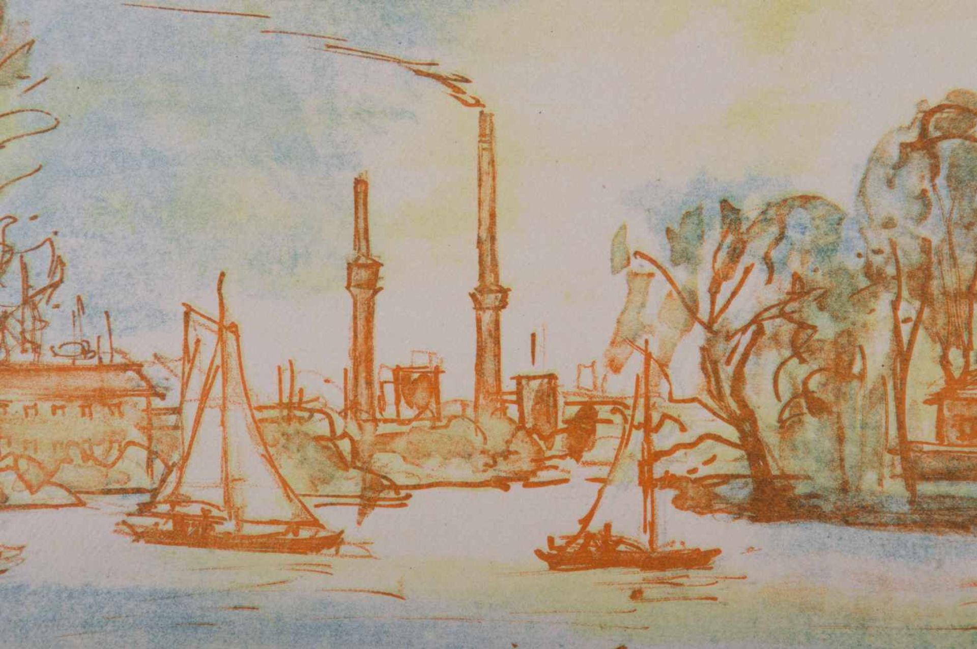 Oskar NERLINGER (1893-1969)"Die Spree bei Köpenick" 1991, 63 x 41,5 cm, Farblithografie auf - Image 3 of 5