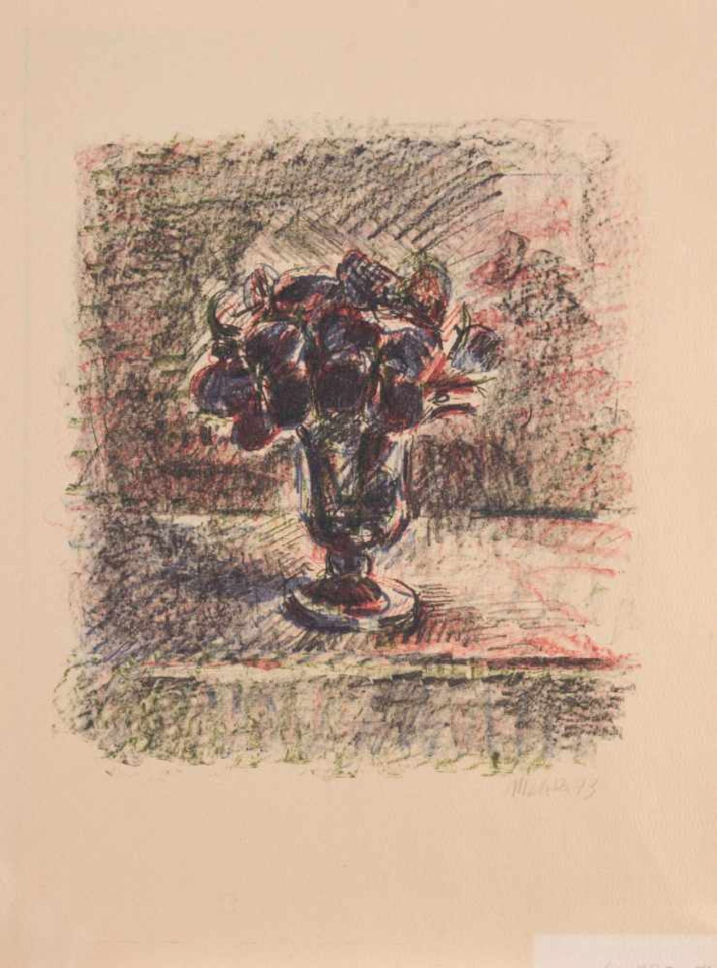 Harald METZKES (1929)"Blumenvase"Grafik-Farblithografie, 47,5 cm x 35,5 cm,rechts unten handsigniert