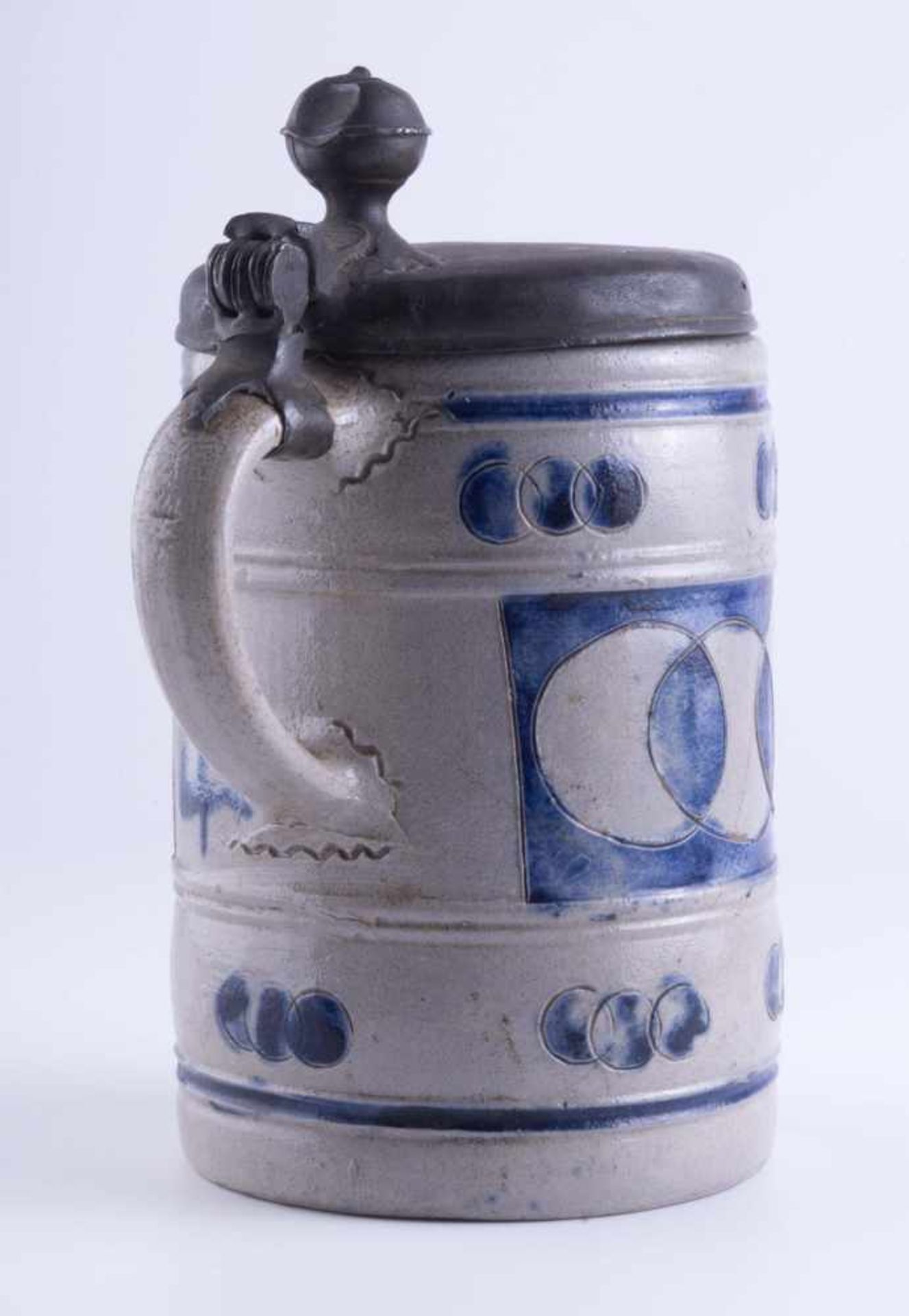 Westerwelder Krug um 1800mit Zinndeckel, H: 19 cmWesterwelder jug ??around 1800with pewter lid, - Bild 3 aus 4