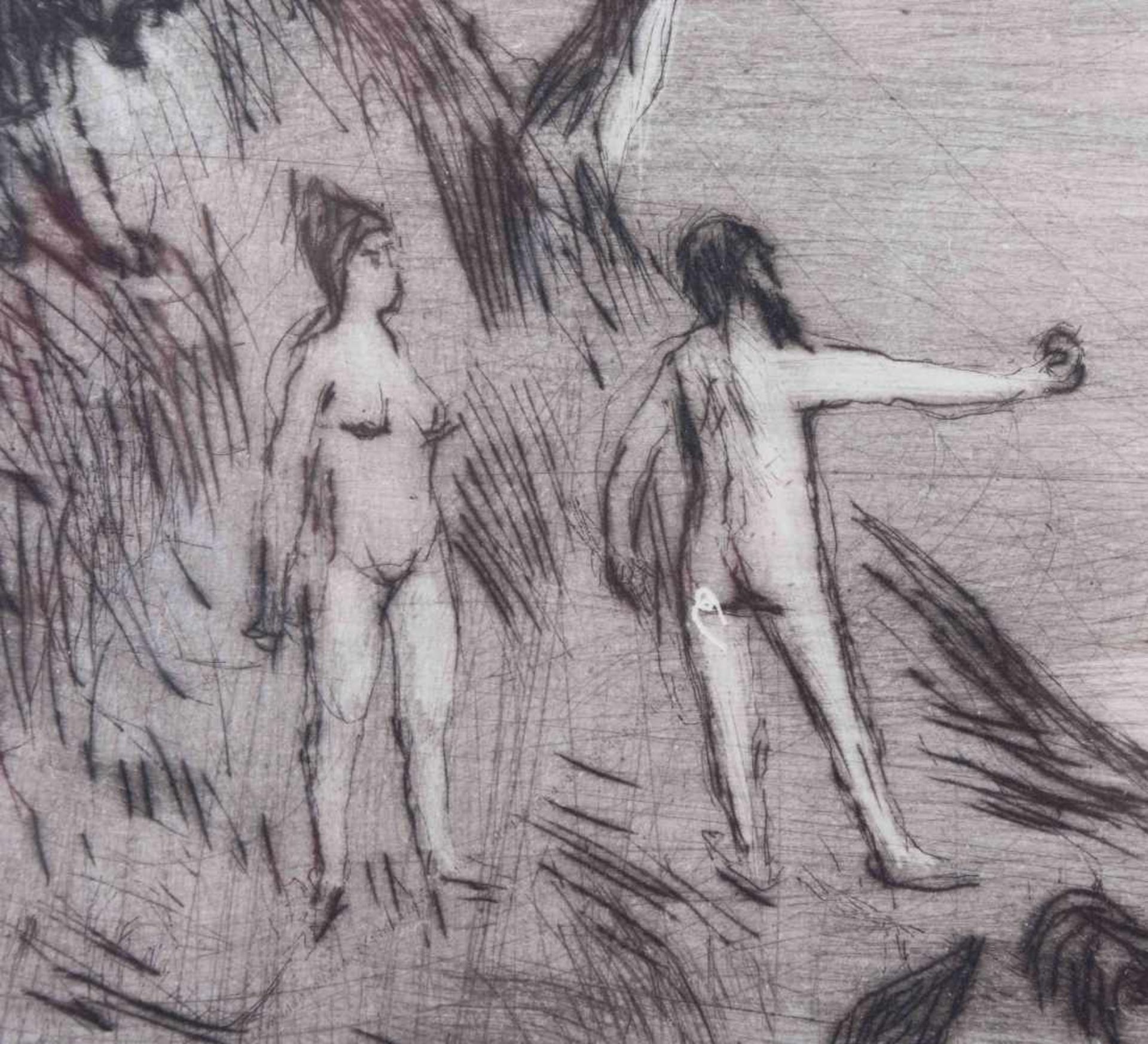 Arno MOHR (1910-2001)"Adam und Eva senden einen Engel"Kaltnadelradierung auf Büttenpapiermit - Image 3 of 4