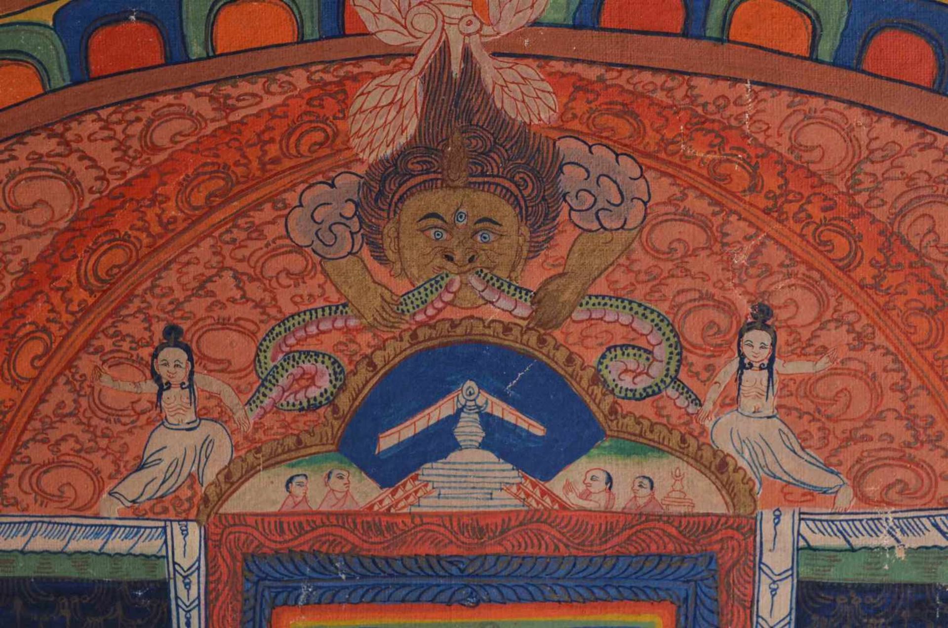 Thangka Mandala 19. Jhd.sehr fein bemalt, 86,5 cm x 60 cmThangka Mandala 19th centuryvery finely - Image 2 of 4