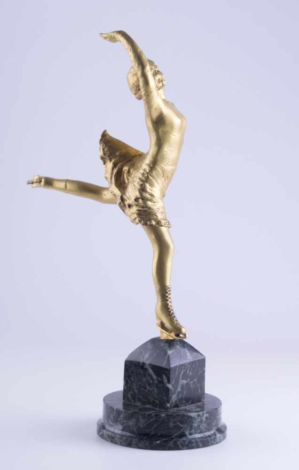 Jean BOREUX (1913-?)" Eiskunstläuferin Sonja Henie"Sklulptur-Volumen, Bronze vergoldet, H: mit - Bild 3 aus 5