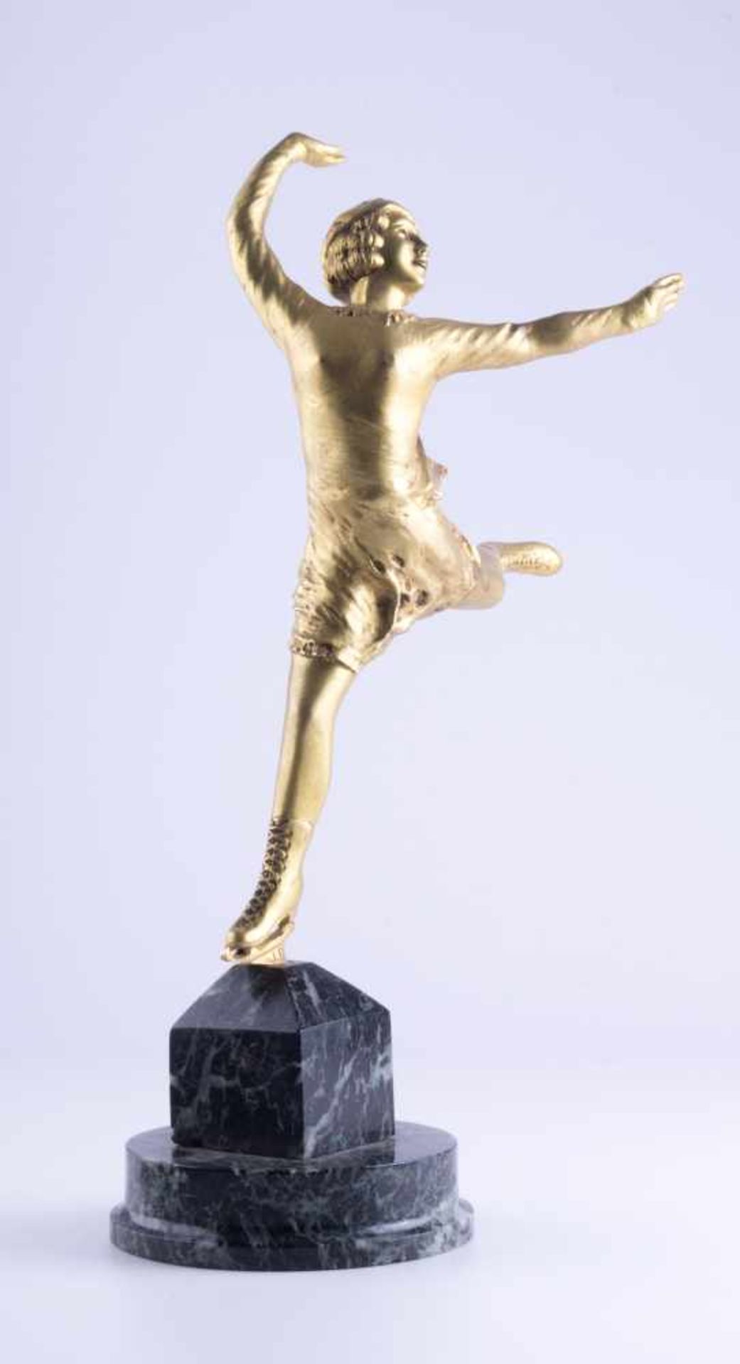 Jean BOREUX (1913-?)" Eiskunstläuferin Sonja Henie"Sklulptur-Volumen, Bronze vergoldet, H: mit - Bild 2 aus 5