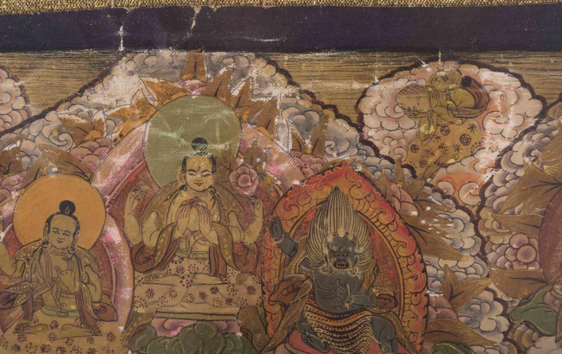 Thangka Tibet 18./19. Jhd.farbig und goldstaffiert, 57,5 cm x 43 cmThangka Tibet 18th/19th - Image 2 of 4