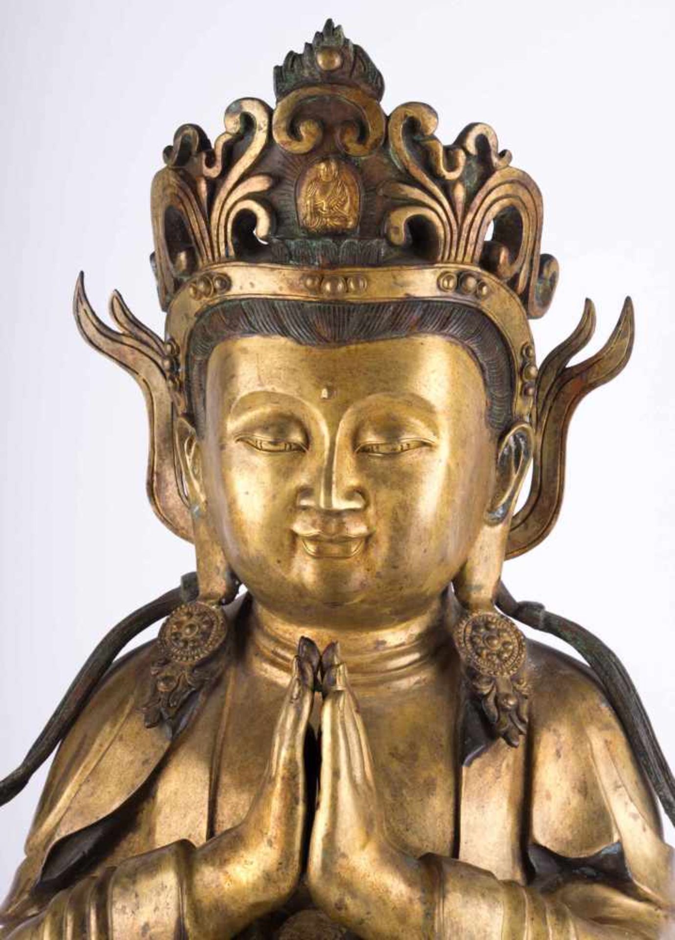 Exzellente und große Bronze der Guanyin China 18./19. Jhd.| Excellent and great bronze of Guanyin - Bild 5 aus 8