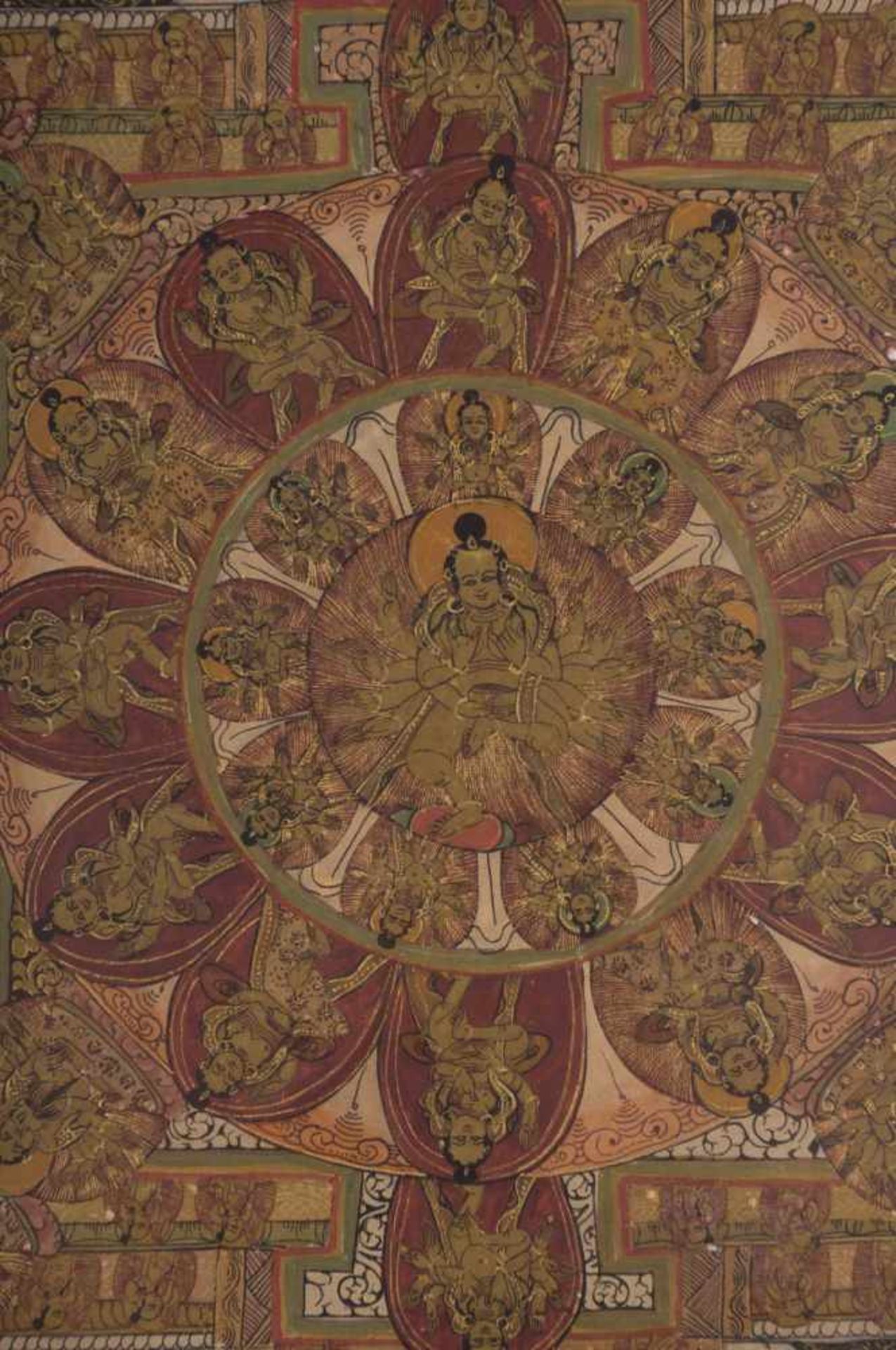 Thangka Tibet 18./19. Jhd.farbig und goldstaffiert, 57,5 cm x 43 cmThangka Tibet 18th/19th - Image 3 of 4