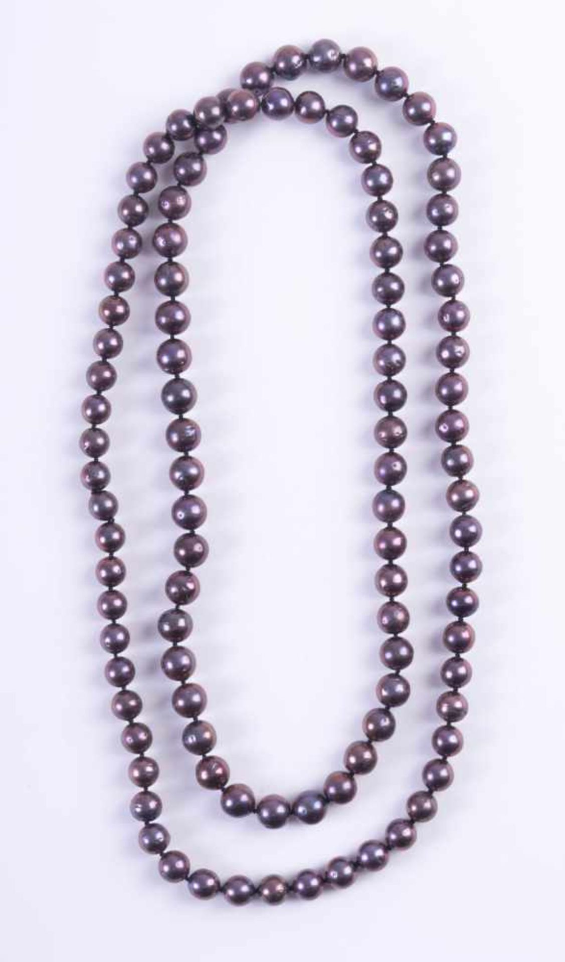 Tahiti Zuchtperlen Collierendlos und einzeln geknotet, Ø der Perlen 11 mm - 12 mm, L: 125 cm, mit
