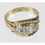 Art Deco Diamant Ring - GG/WG 585 in Gelbgold/ Weißgold 585 (14 Karat) gearbeitet u. punziert, der