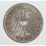 3 Mark Hansestadt Lübeck 1909 A Silbermünze DRei Mark Deutsches Reich 1909, so um gekrönten