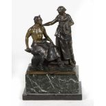 Arbeit krönt - Götze, Martin um 1900 Bronze mehrteilig gegossen u verschraubt sowie patiniert,