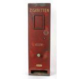 Zigaretten- Automat hochrechteckiger Eisenkorpus mit roter Restlackierung, schauseitiges