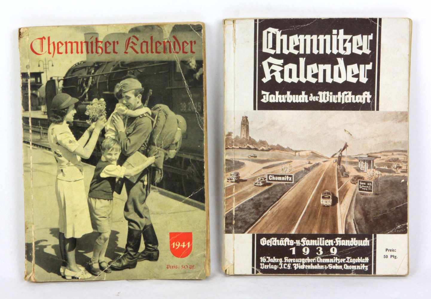 2 Chemnitzer Kalender mit Jahrbuch der Wirtschaft, Geschäfts- u. Familienhandbuch 1939, 16.Jahrg.,